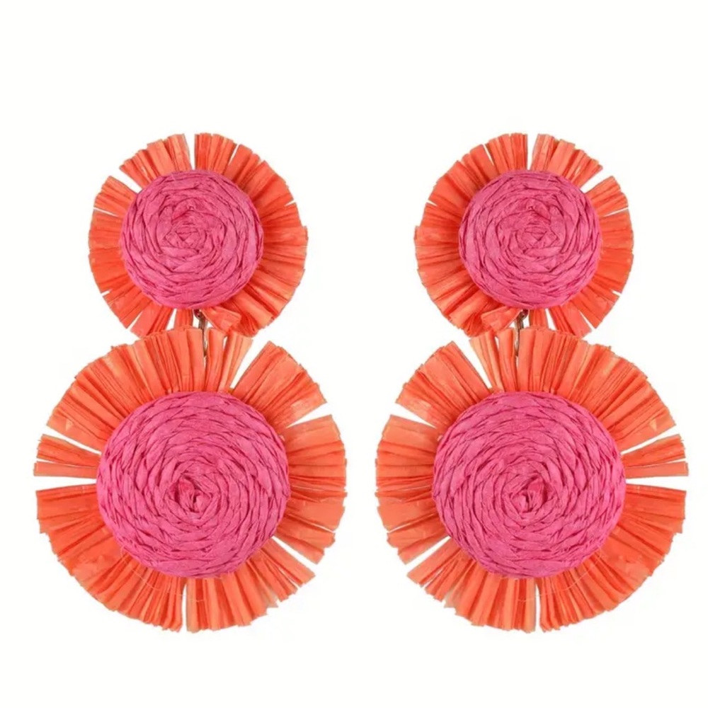 PINK RAFFIA EARRINGS ❤️🔥 NWT